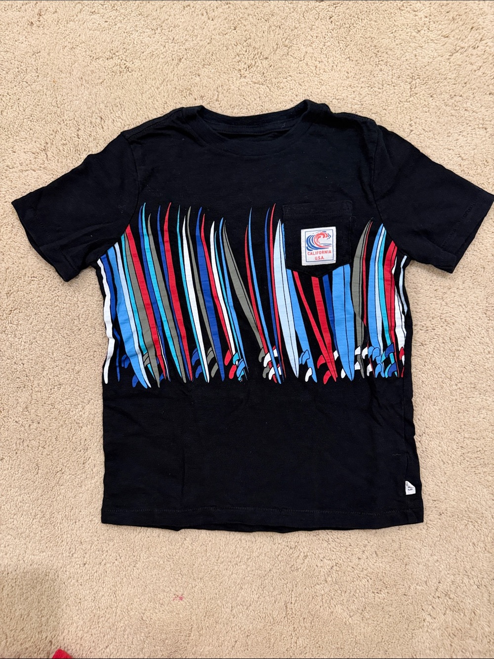 Kids gap Surf-Inspired Black Kids Tee with Multicolor Stripe Print size s